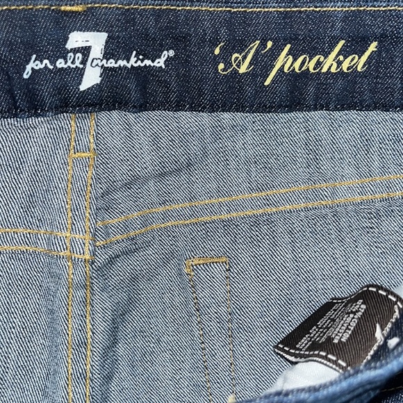 7 For All Mankind “A” Pocket Dark Wash Denim Jeans (29) - Picture 6 of 10